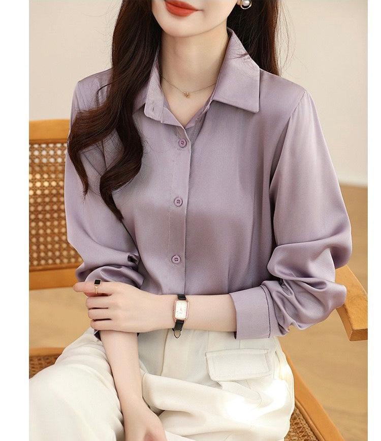 Rador Luxury Satin Shirts In Lilac