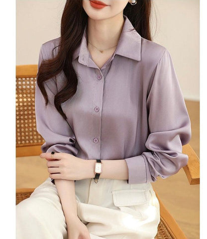 Rador Luxury Satin Shirts In Lilac