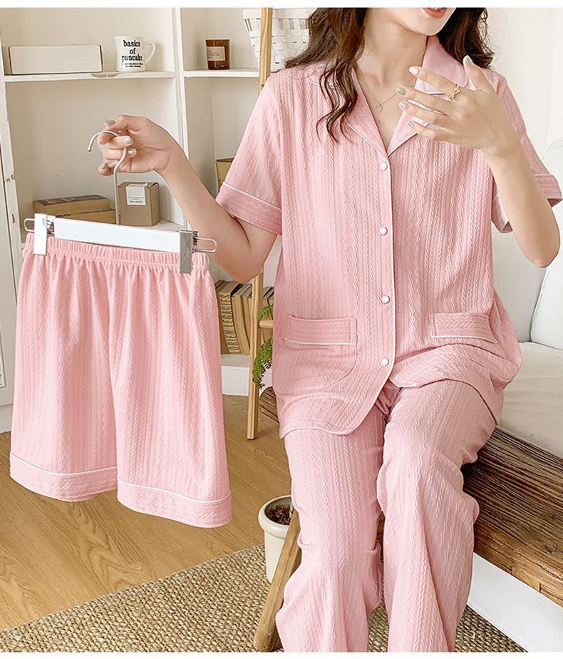 Paula 3 Pc Set Cotton Nightsuits In Pink