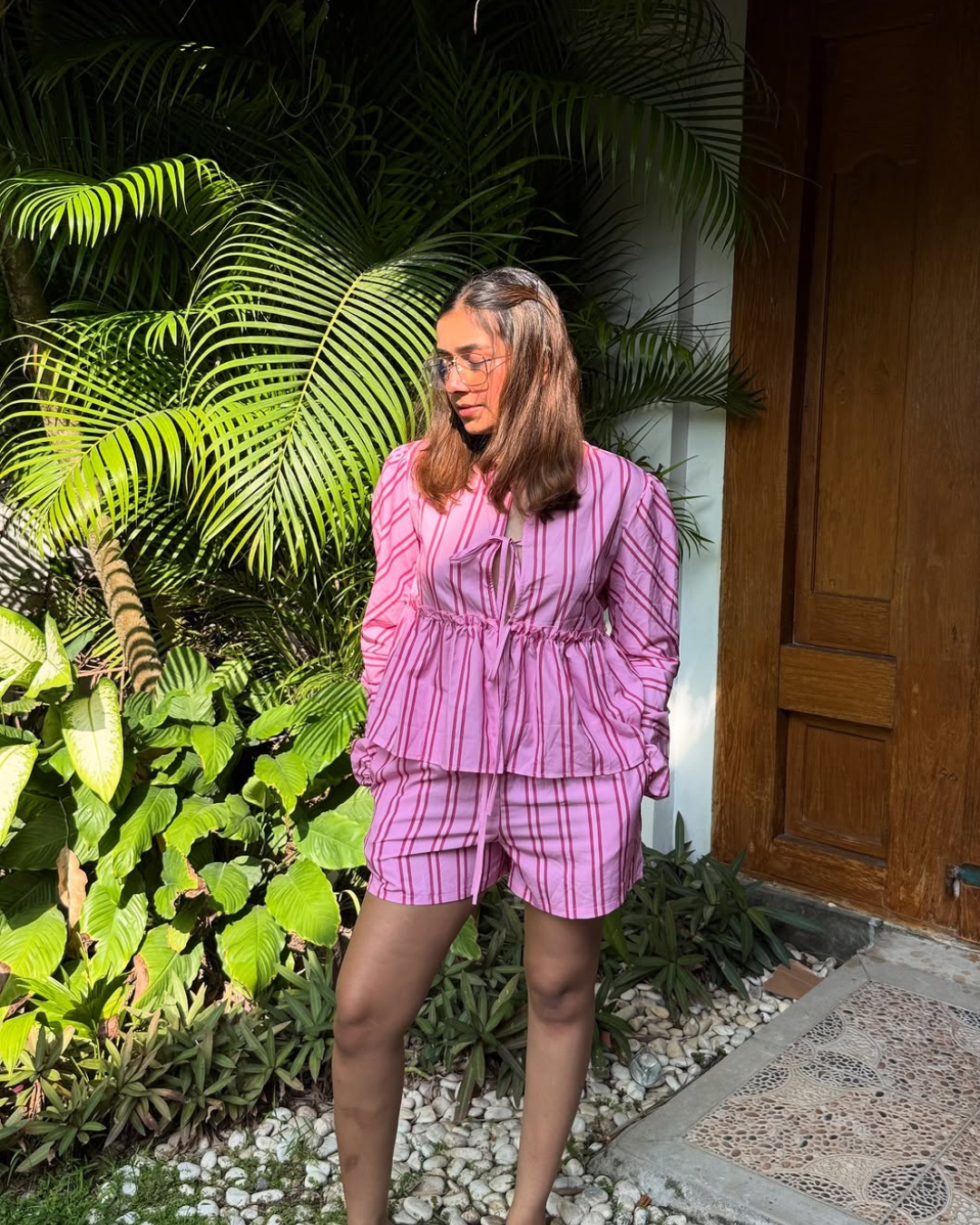 Lumina Striped Summer Coord In Pink