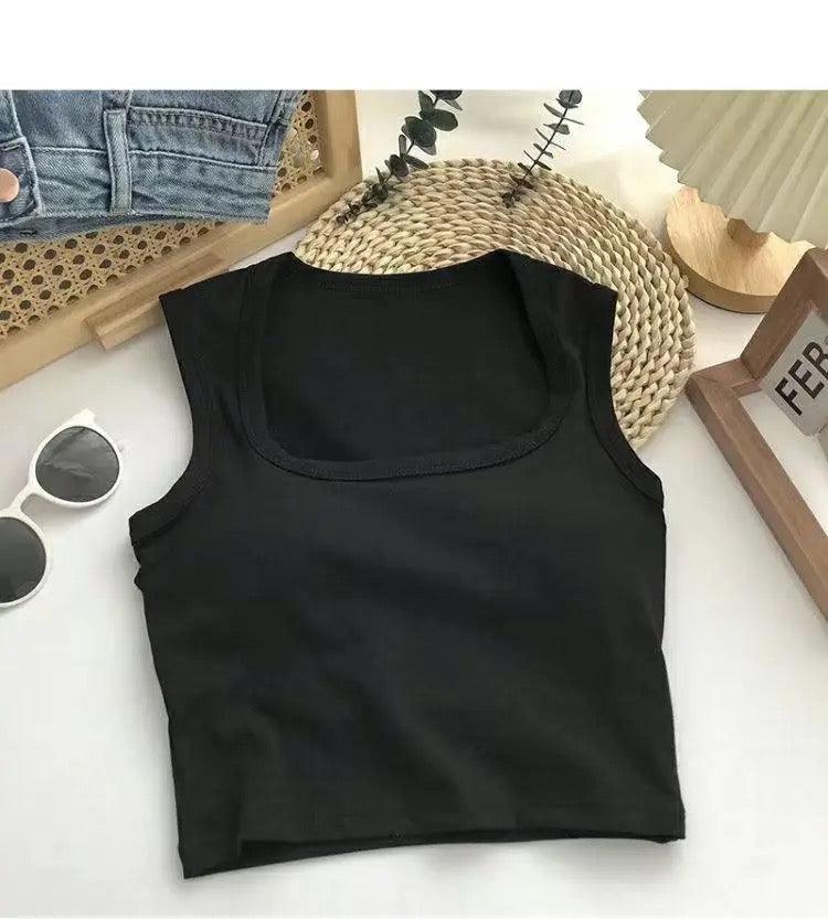 Kelly Tank Tops with Inbuilt Bra In Black