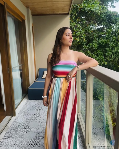 Mulberry Offshoulder Pleated Maxi Dress