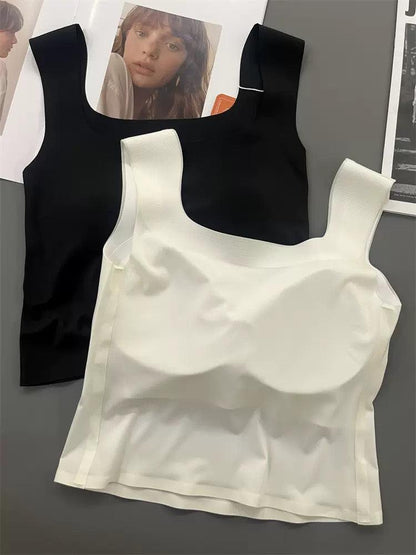 Mariam Tank Tops with Inbuilt Bra In White