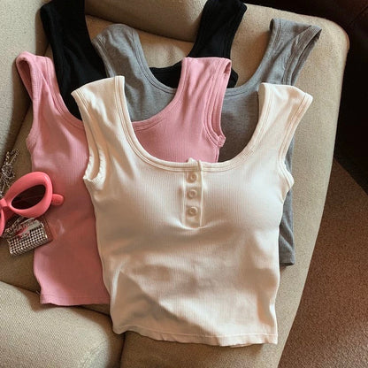 Maria Tank Tops with Inbuilt Bra In Grey