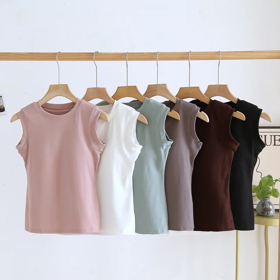 Joyce Tank Tops with Inbuilt Bra In peach