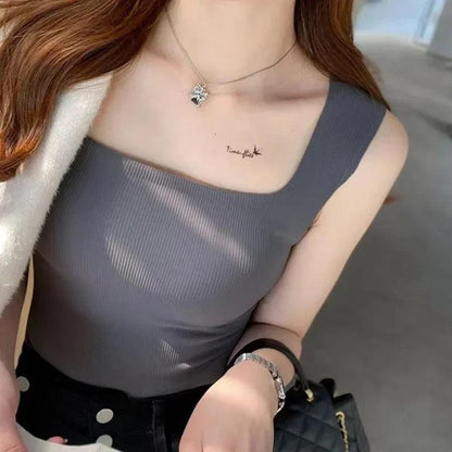 Nino Tank Tops with Inbuilt Bra in White