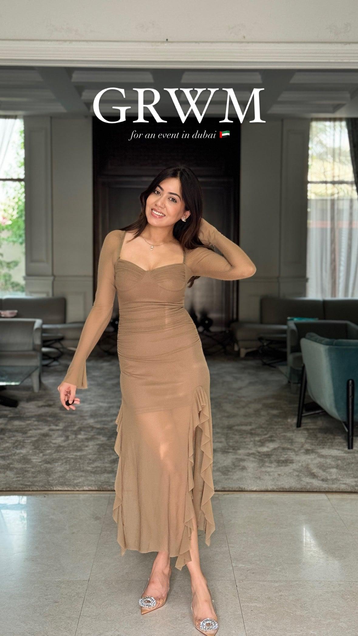 Lolita Ruffled Bodycon Maxi Dress In Black