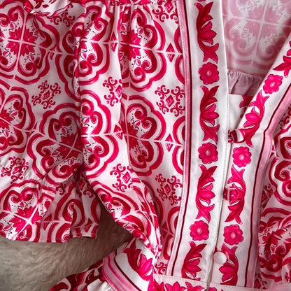 Bologna Porcelain Summer Vintage Dress In Pink