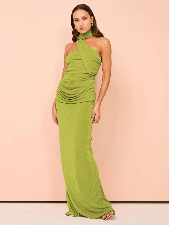 Basco Luxe Bodycon Maxi Dress in Green