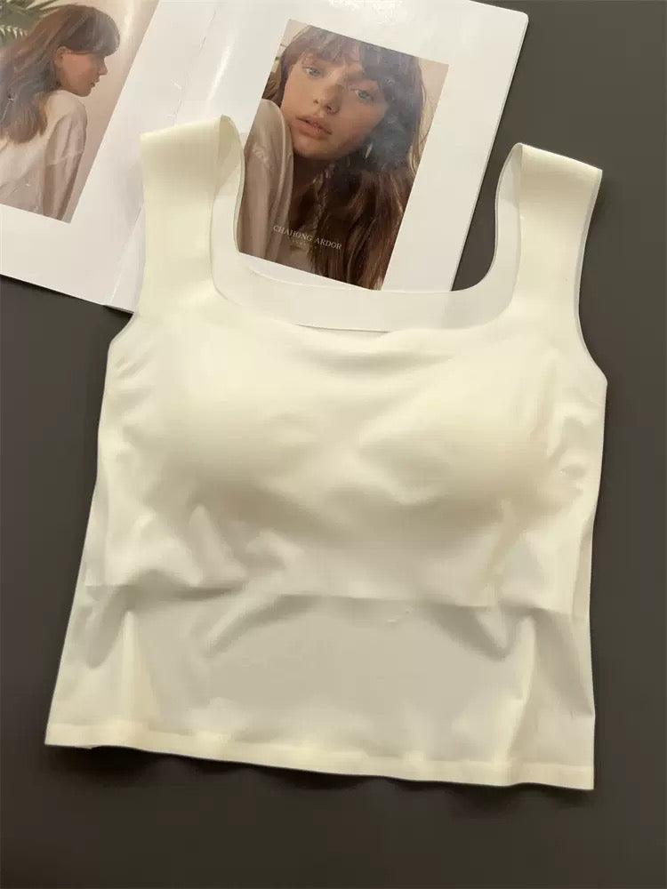 Mariam Tank Tops with Inbuilt Bra In White