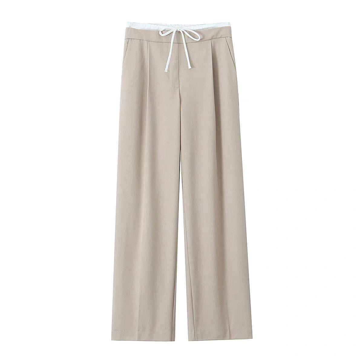 Fady High Waisted Pants In Beige