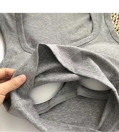 Kelly Tank Tops with Inbuilt Bra In Brown