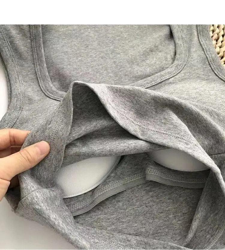 Kelly Tank Tops with Inbuilt Bra In Grey