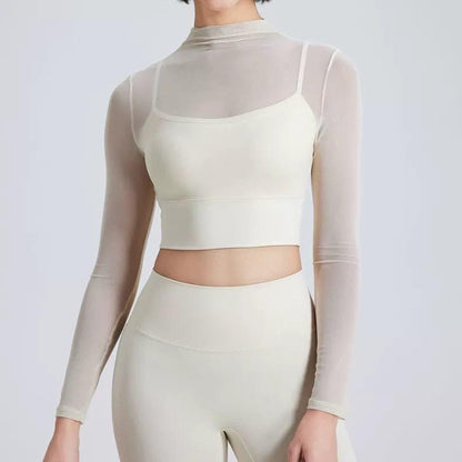 Terra Seamless Top with Inbuilt Bra In Beige