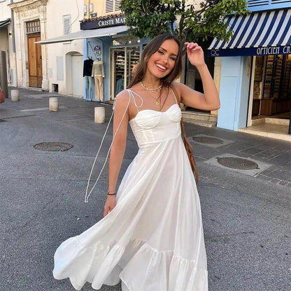 Camellia Summer Holiday Maxi Dress In White