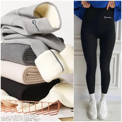 Lateno Premium Fleece Leggings In Black