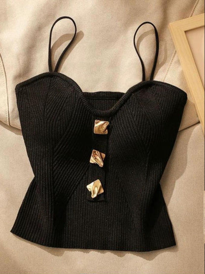 Danish Knit Summer Top In Black