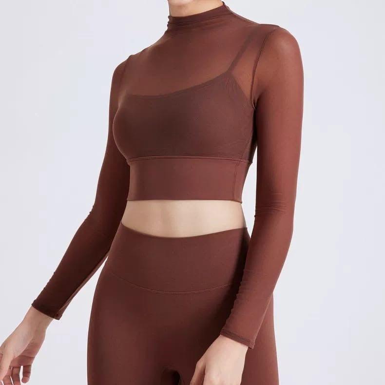 Terra Seamless Top with Inbuilt Bra In Brown