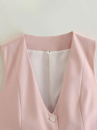 Helen Statement Vest Tops in Peach