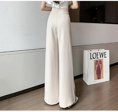 Meraki Wide Leg High Waist Pants In Beige