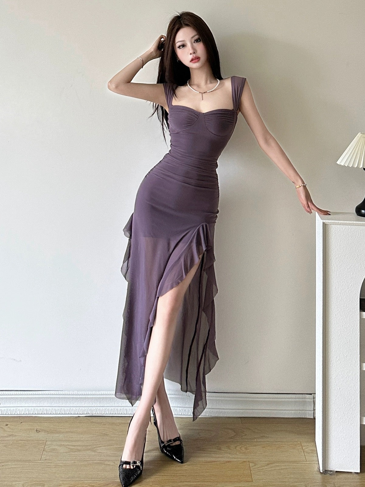 Cougar Ruffled Bodycon Maxi Dress