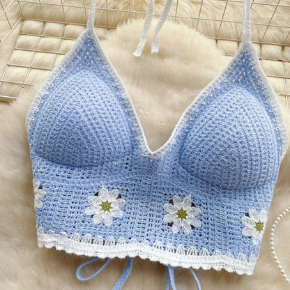 Prerto Summer Tops with Inbuilt Bra In Blue