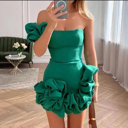 Diana One Shoulder Ruffled Dress