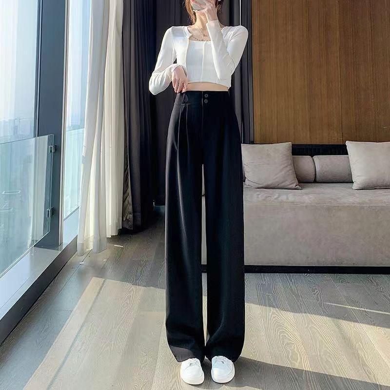 Crest Wide Leg High Waist Pants In Beige
