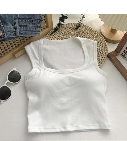Kelly Tank Tops with Inbuilt Bra In White