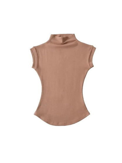 Dote Turtleneck Summer Tops In Brown