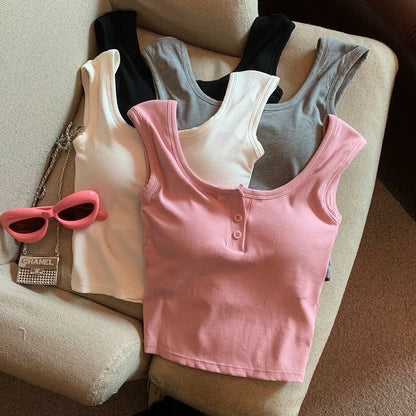 Maria Tank Tops with Inbuilt Bra In Pink