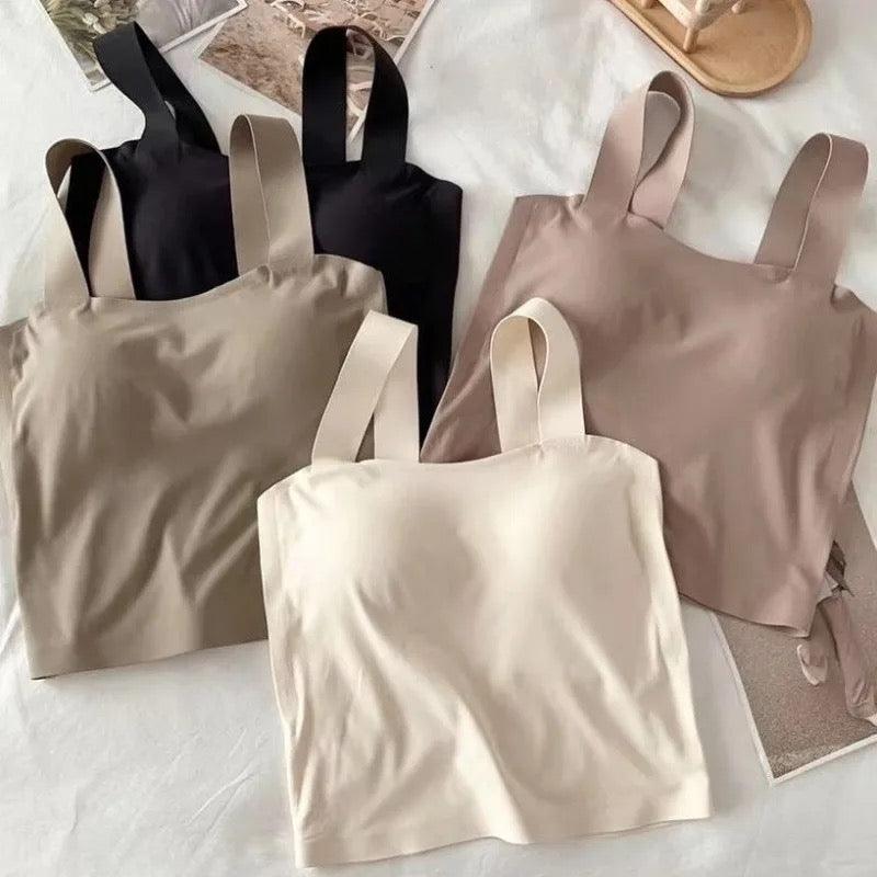 Mariam Tank Tops with Inbuilt Bra In Beige