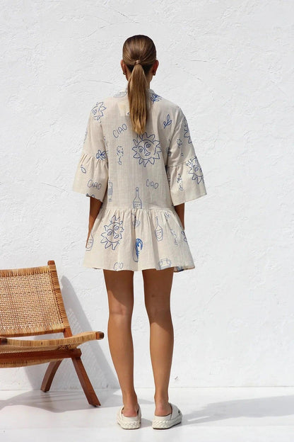 Rubeya Breezy Summer Dress In Beige