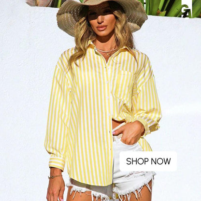 Lotus Striped Summer Oversized Shirt In Pink