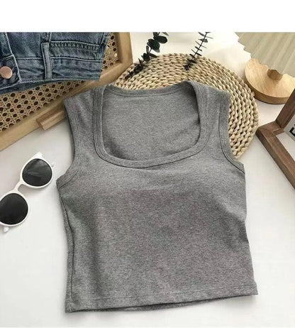 Kelly Tank Tops with Inbuilt Bra In Grey