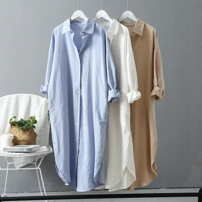 Lumia Luxe Cotton Long Shirt/ Dress In White