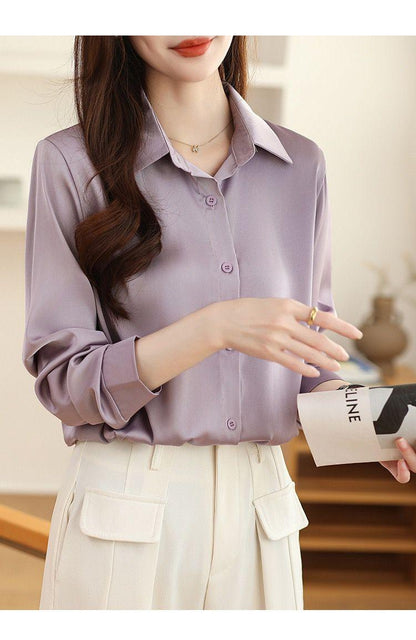 Rador Luxury Satin Shirts In Lilac