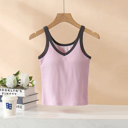 Bagatelle Tank Tops with Inbuilt Bra In Grey