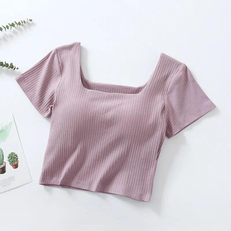 Levo Summer Tops with Inbuilt Bra In Lilac