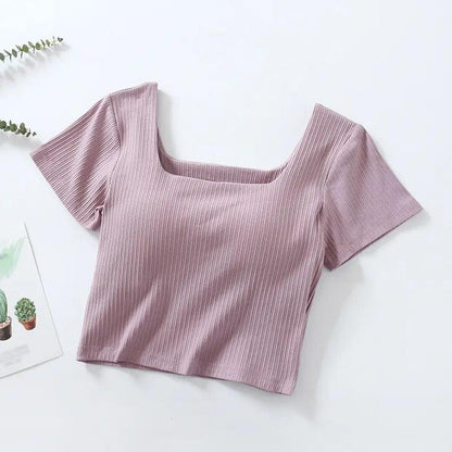 Levo Summer Tops with Inbuilt Bra In Lilac