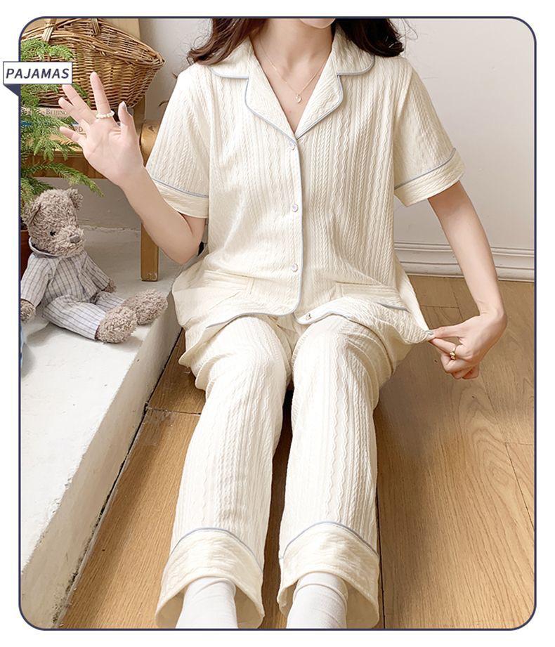 Paula 3 Pc Set Cotton Nightsuits In Beige