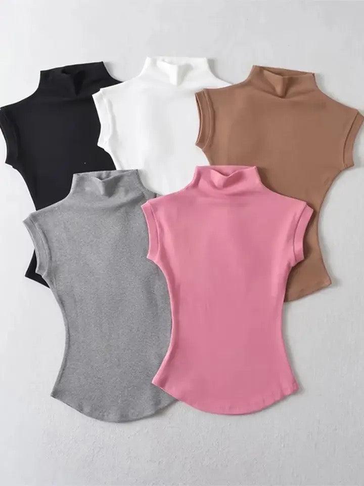 Dote Turtleneck Summer Tops In Pink