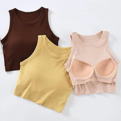 Nicole Tank Tops with Inbuilt Bra In Black