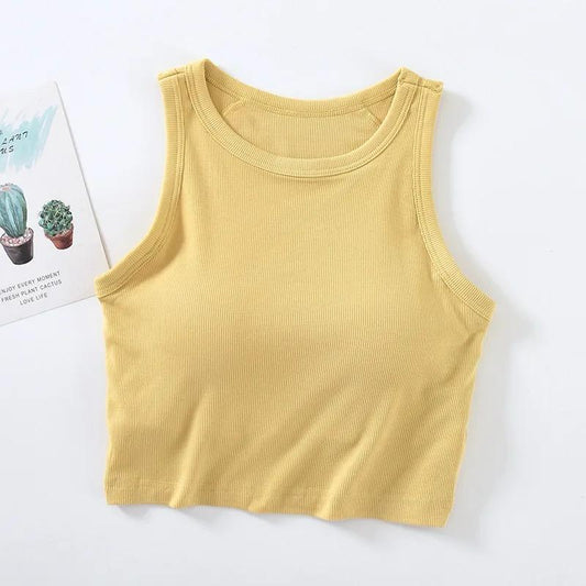 Nicole Tank Tops with Inbuilt Bra In Yellow