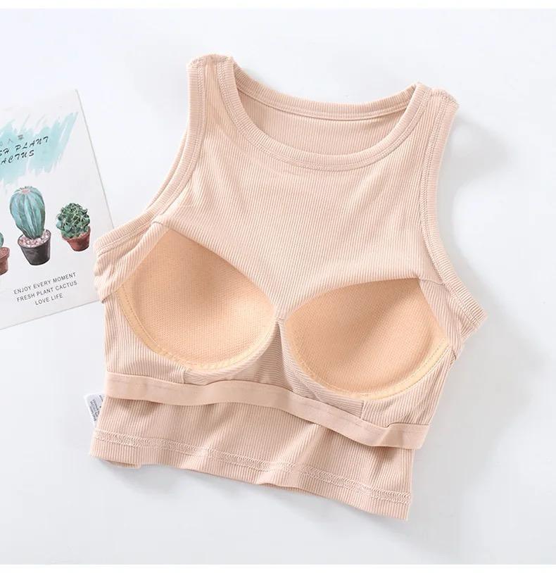 Nicole Tank Tops with Inbuilt Bra In Yellow