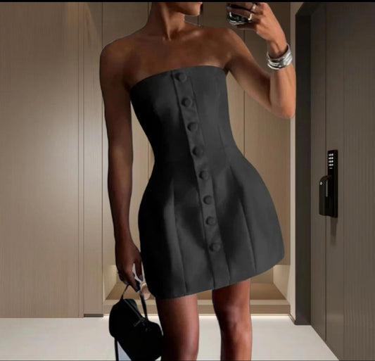 Lera Button Tube Mini Dress