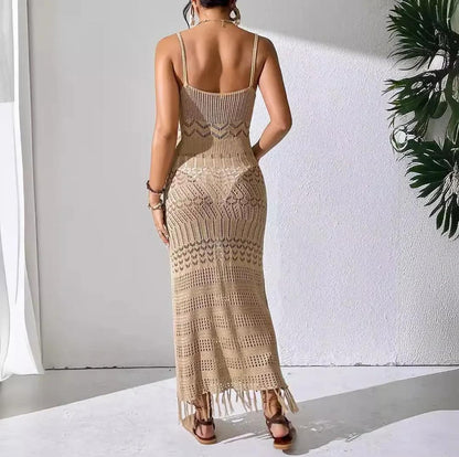 Emira Soft Knit Crochet Dress-Resortwear