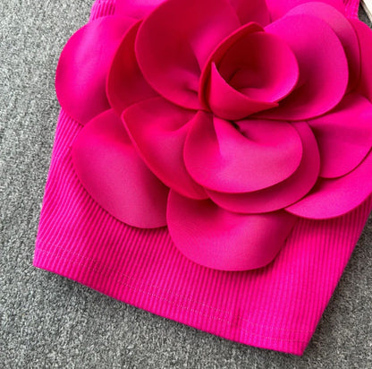 Saly Rosette Oneshoulder Top In Pink