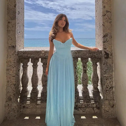 Mary Offshoulder Pleated Maxi Dress