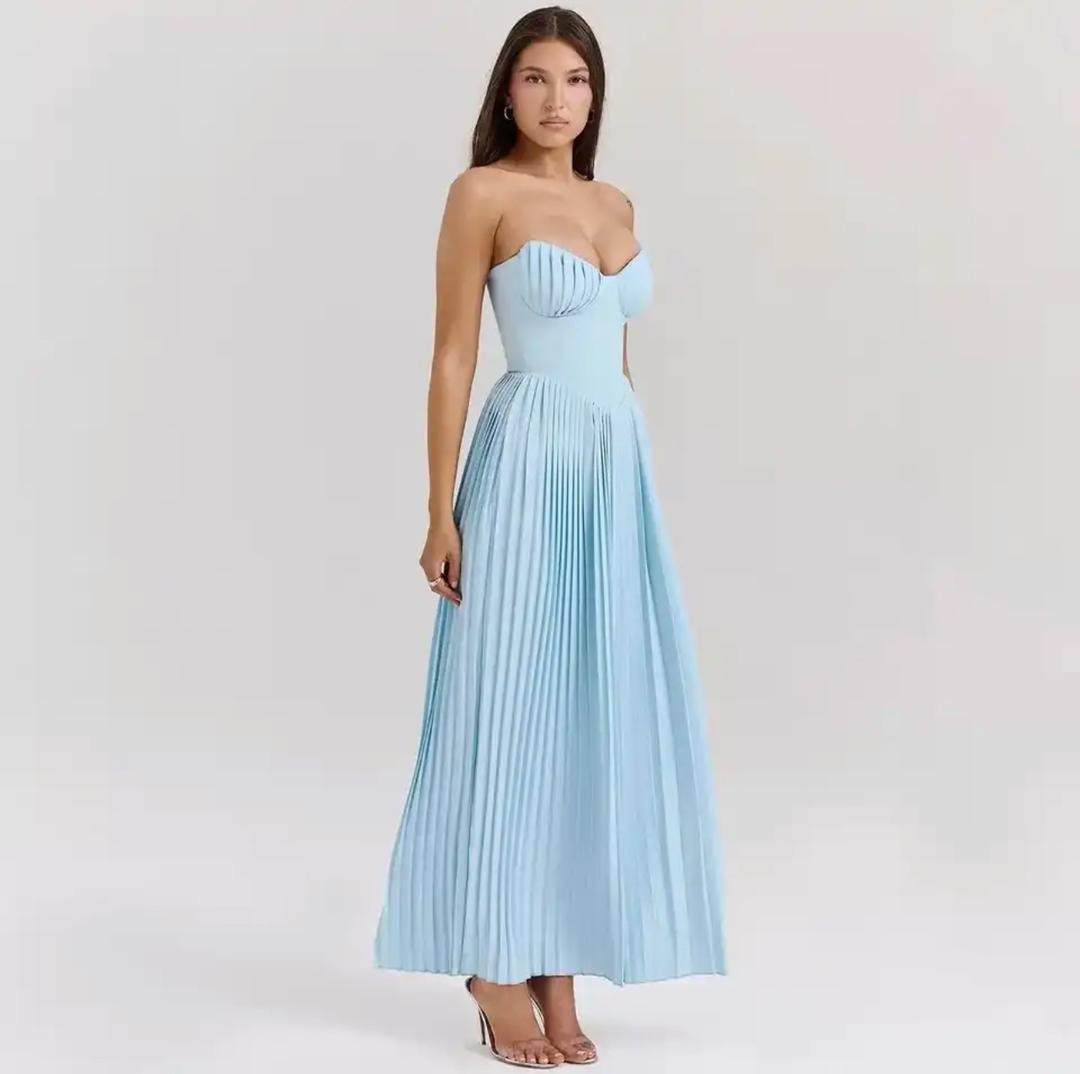 Mary Offshoulder Pleated Maxi Dress